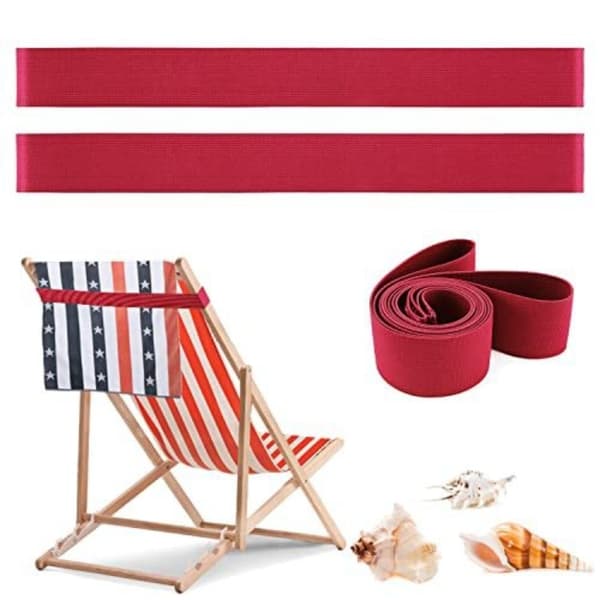 Handduksband för strandstol (3-pack) röd polyester elastisk halkfri rem för solstolar, liggstolar, strand, pool och utomhusbruk