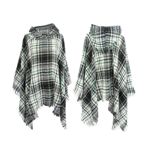 Sort og Hvidt Ternet Hætte Cape - Stilfuldt og Varmt Modeudtryk White+Black White+Black