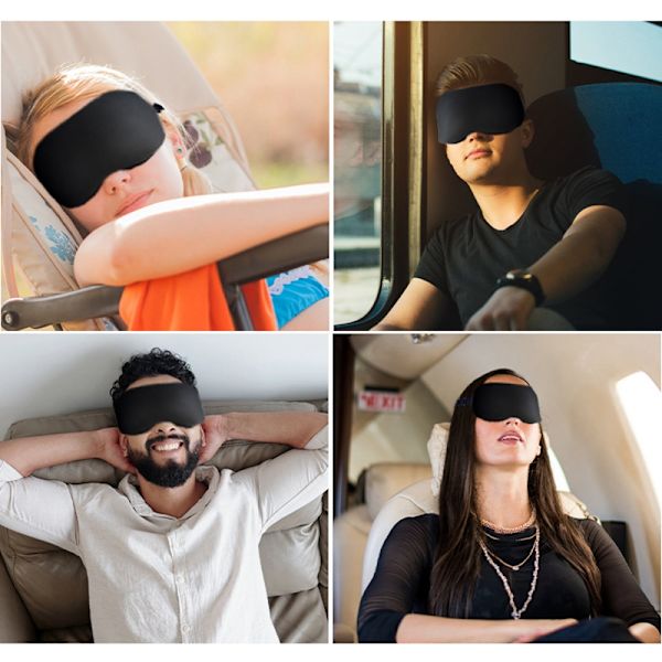 Mjuk Sovmask för Totalt Mörker Svart