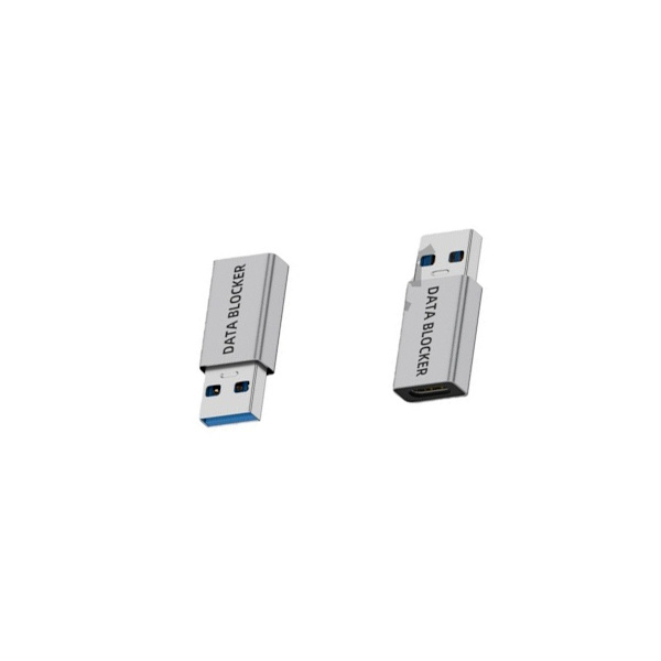 USB-C Hane till USB-A Hona Datablocker Adapter (Silver, 2-pack) - Säker Laddning