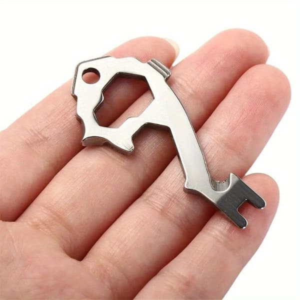 Fiskeformet rustfrit stål 20-i-1 Multi-Tool EDC nøglering oplukker