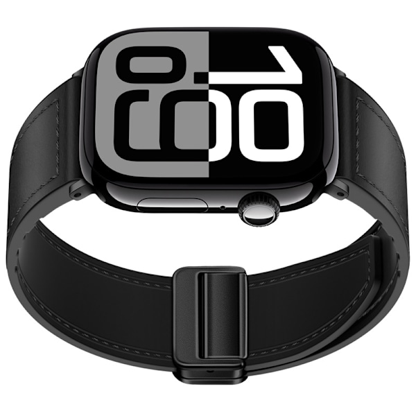 Ægte læderrem med magnetisk lukning til Apple Watch Series 8/9/Ultra 2 Sort L
