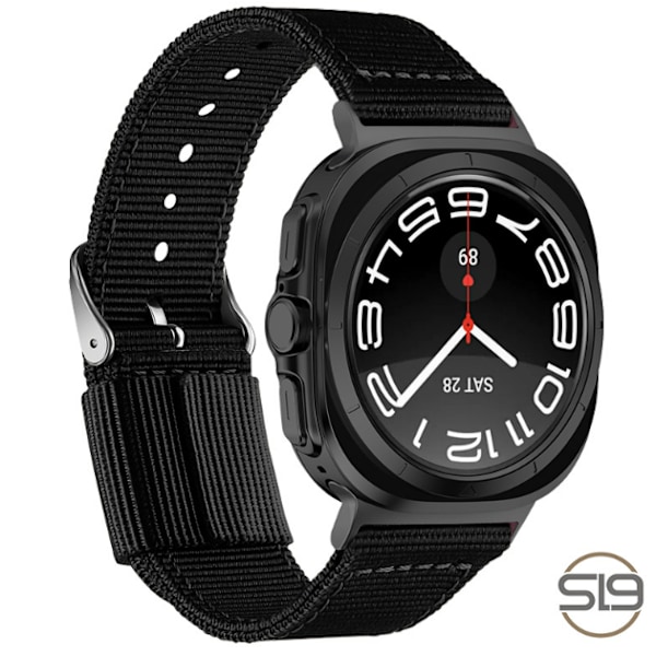 Klockarmband i Nylon för Samsung Watch 7 Ultra 22 mm Svart