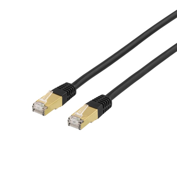S/FTP Cat7 patch cable with RJ45, 1.5m, 600MHz, LSZH, black
