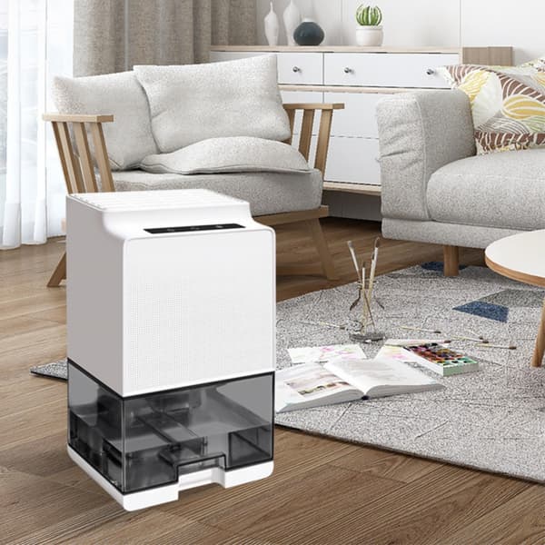 Mini-Peltier-avfuktare med RGB-belysning, cirka 20 m² och 350 ml per dygn, vit