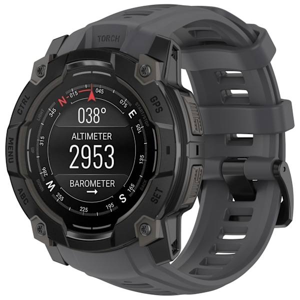 Silikoniranneke Garmin Instinct 3:lle (50 mm) - Grafiitinharmaa