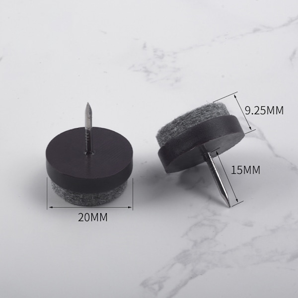 200-pack möbelglid - Brun 20 mm, halkfri, tyst