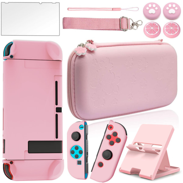 INF Väska och tillbehör för Nintendo Switch Rosa 10 delar