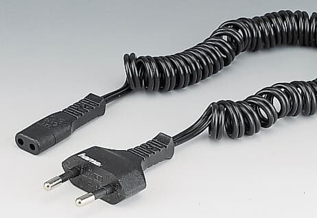Nätkabel 2-pol 1,5m svart rakapparatkabel
