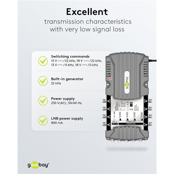 Sat multi-switch 9 ingångar/8 utgångar