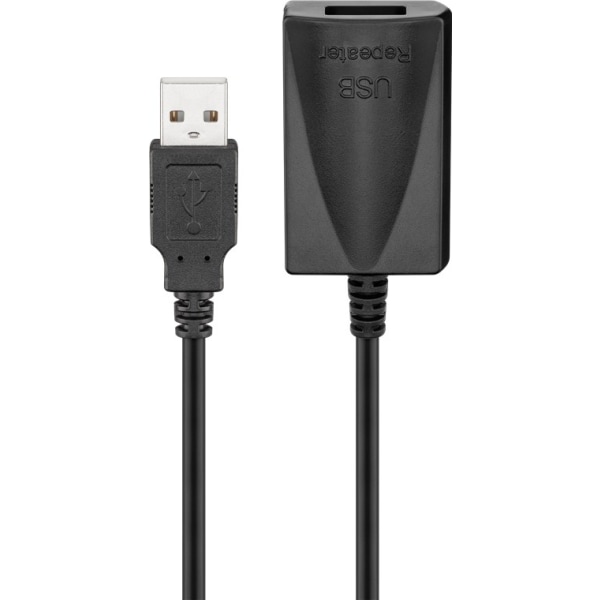 Aktiv USB-förlängningskabel, 5 m, svart