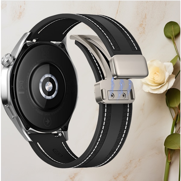 22 mm universal silikone urrem til Samsung, Huawei, Xiaomi Sort