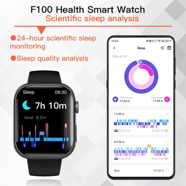 Smart EKG-ur, pulsmåler, fitnesstracker, med flere sportstilstande Black Bamboo Edition strap Black Bamboo Edition strap