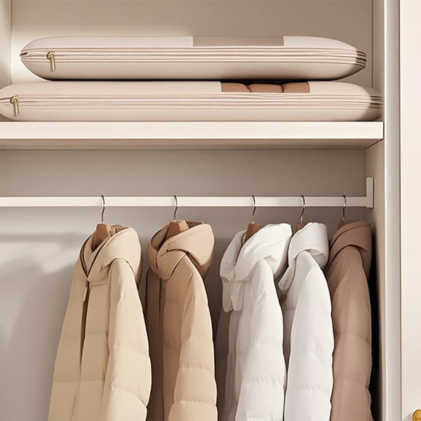 Dunjacka Kompression Dammskydd - Garderob Kläder Dammtät Kompressionspåse - Twill Beige M Beige M