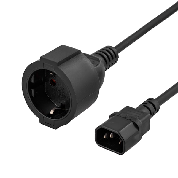 Power adapter, IEC C14 male to CEE 7/4 (Schuko) female, 1m