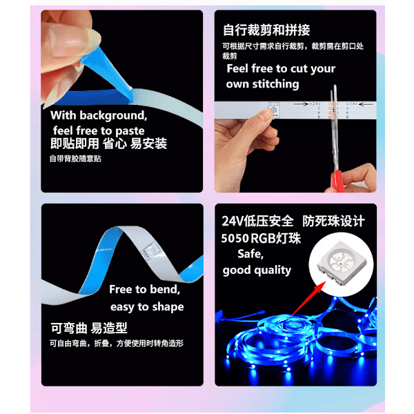 20M LED Strip Lights Kit med Bluetooth App Kontrol