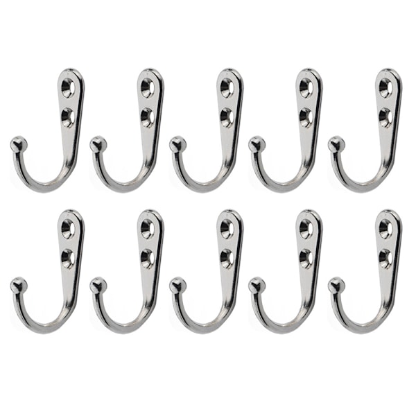 Väggkrokar med skruvar 10-pack Silver