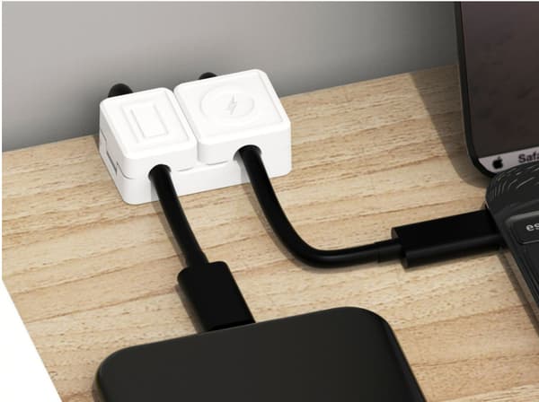 2-pack magnetisk kabelhållare, dubbelhäftande sladdvindare White White