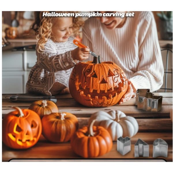 Græskarudskæringsskabelon sæt til præcis udskæring til Halloween og småkageformning, 24 dele rustfrit stål, 5.8cm x 3.8cm