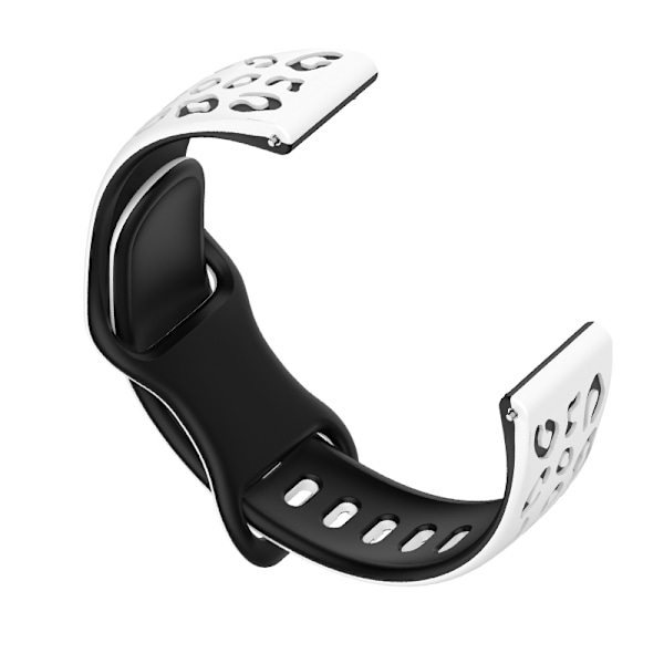 Tvåfärgat silikonarmband för Huawei GT4/5, Samsung, Garmin Vit+svart 18 mm