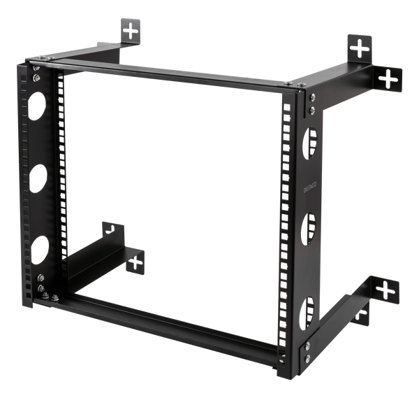 19" wall mount, 9U, 50kg load, steel, mounting kit, black