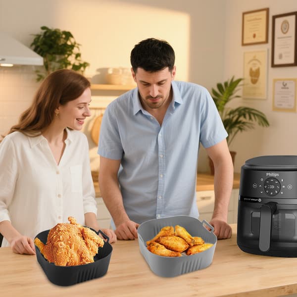 Firkantet Airfryer Bageplade - 23x20.5cm Grey Grey