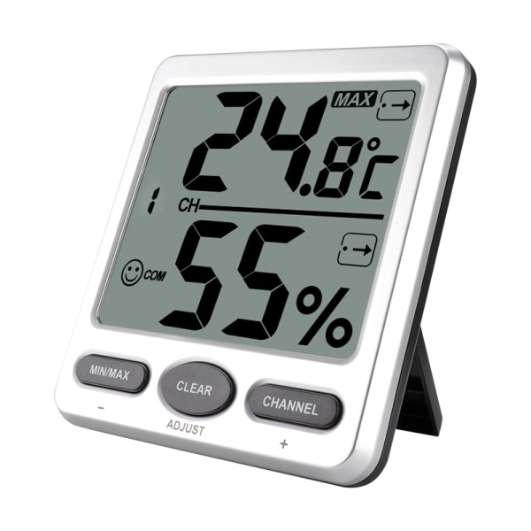 Indendørs digitalt termometer hygrometer Sølv Sølv