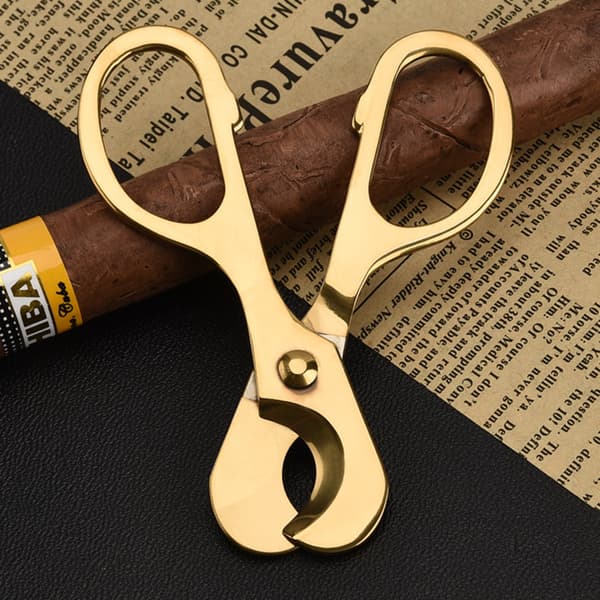 Kunstnerisk cigar cutter i rustfrit stål - Håndtryk stil, poleret guld finish