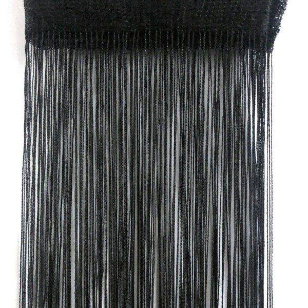 Frynsegardin draperi 100x200 cm 1 par Sort
