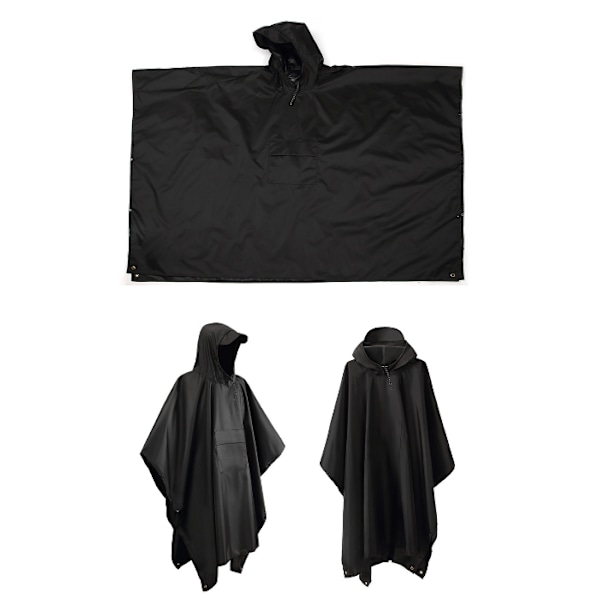 Multifunktionell regnponcho / vattentät presenning / underlägg Svart