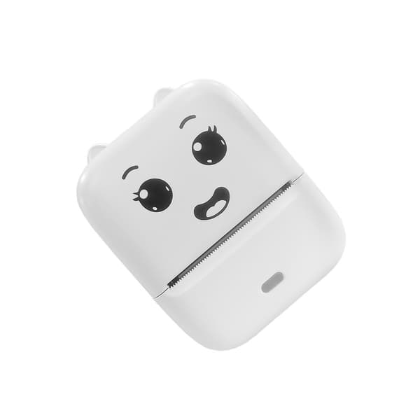 Mini Bluetooth termisk etiketprinter med 5 selvklæbende ruller, 5 papirruller, 203dpi og trådløs udskrivning White White