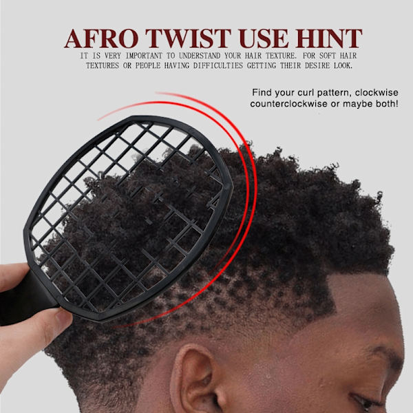 Afro hårplockskam, knytnäve vida tänder Afro twist kam Svart
