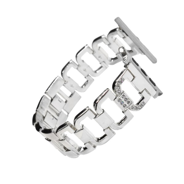 Smart klockarmband D-format diamantklockarmband med klockram för Fitbit Blaze Silver