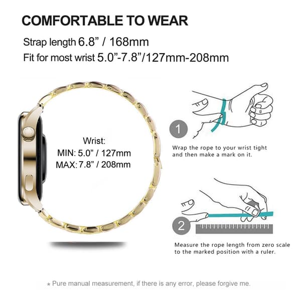 18 mm rustfri stålrem til Samsung Huawei Gold Gold