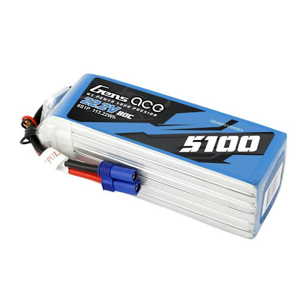 Batteri GensAce 5100mAh 22,2V 80C 6S1P EC5