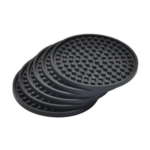 Silikone Varmebestandige Brikker Sæt (6 Brikker + 1 Holder) - Sort, Termisk Isolering