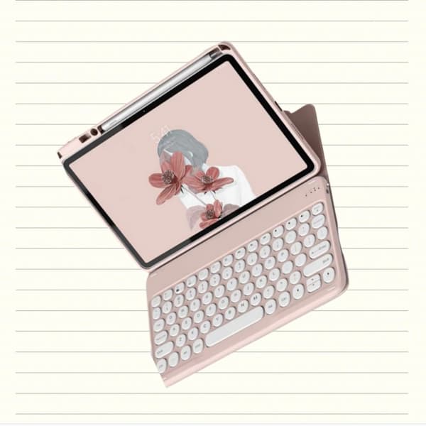 360° Roterande Bluetooth Tangentbordsfodral Kompatibelt med iPad 5/6 (2017/2018) 9.7" - Rosa