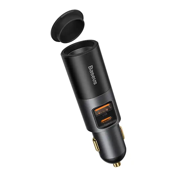 Baseus Share Together Snabbladdning billaddare med expansionsport för cigarettändare, 2x USB, 120W (grå)