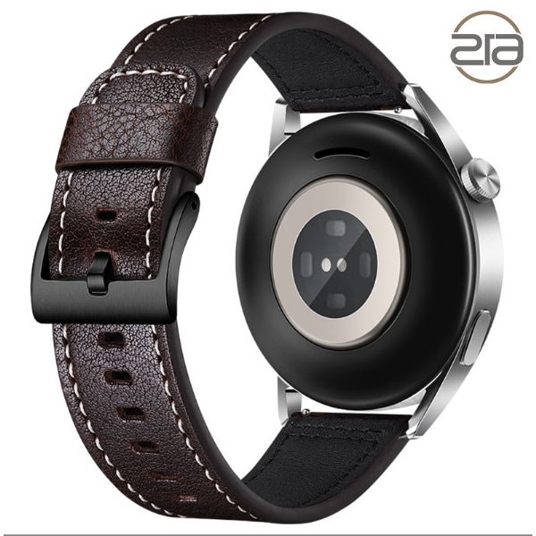 Rem i ægte læder til Samsung Galaxy Watch 4 Kaffe+sort 22 mm