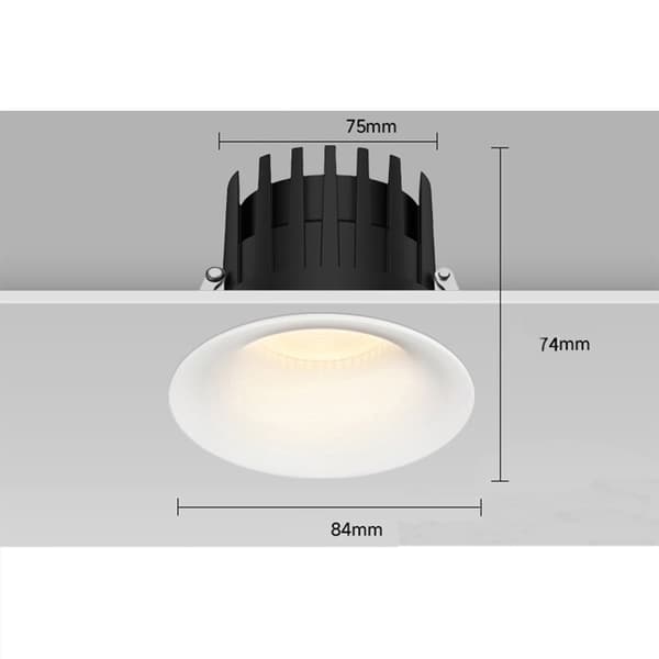 2-pack 12W LED infälld downlight, 75mm utskärning, 4000K, bländskydd