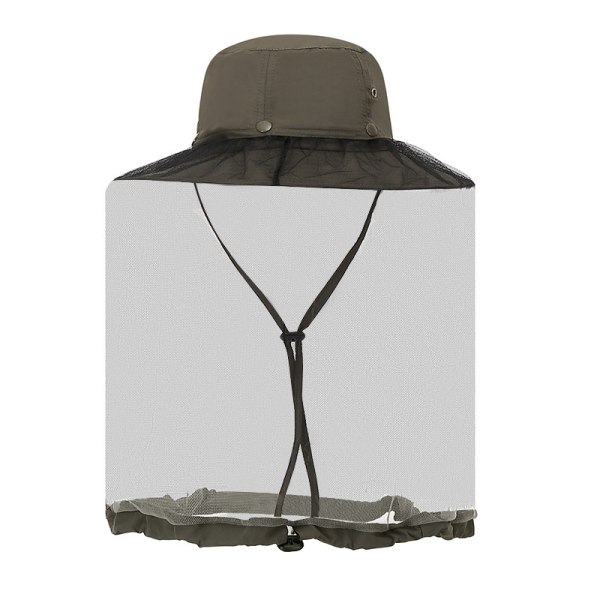 Udendørs fiskeri Solbeskyttelse Hat med bred skygge Myggenetshat græs farve