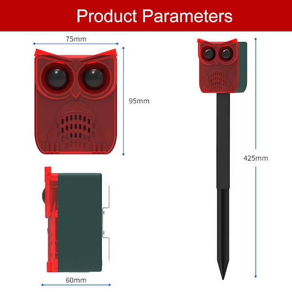 Solcellsdriven Röstlarmsensor - Röd Uggla Design för Förbättrad Säkerhet