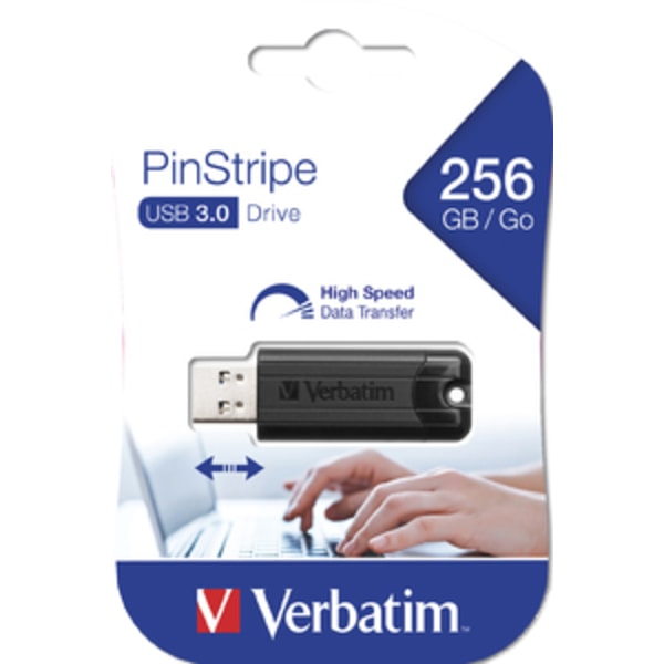 PinStripe 256GB USB Drive USB 3.0 retractable design black