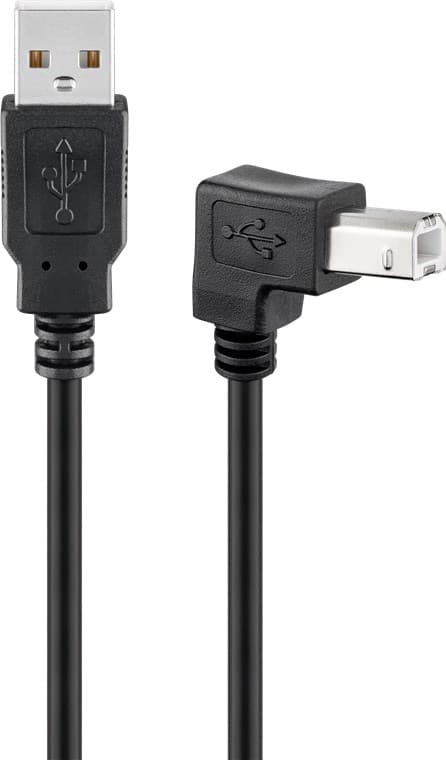 USB-A till USB-B-kabel 90°, 0,5 m, svart