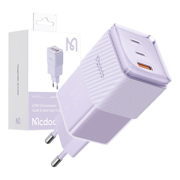 GaN 67W nätladdare Mcdodo CH-1502 2x USB-C, USB-A (lila)