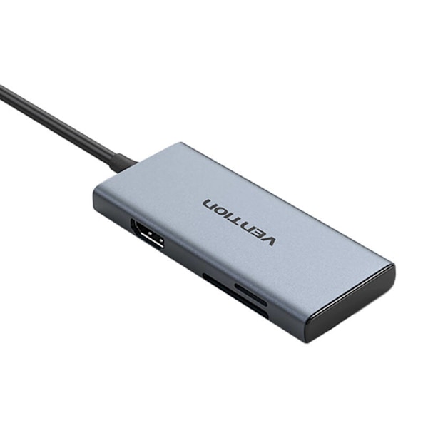 USB-C till HDMI, 3x USB 3.0, SD, TF Hub Vention TOOHB 0,15m Grå