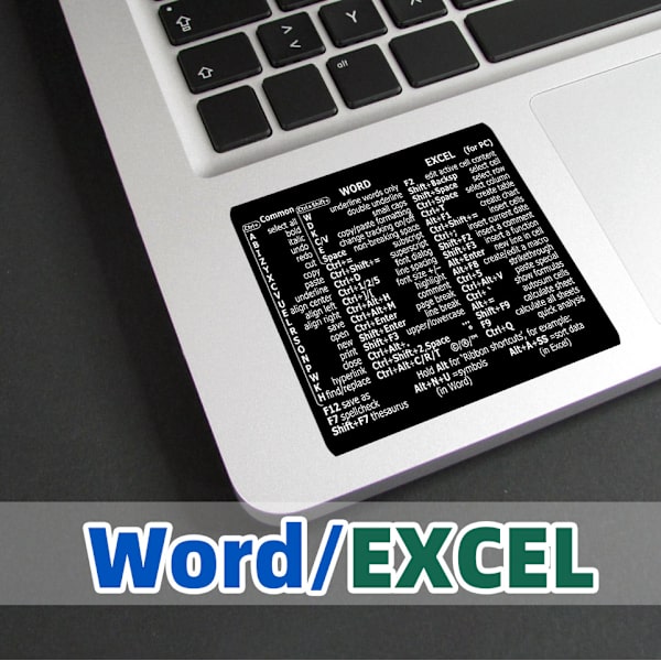 Svart kortkommandoetikett för Word/Excel