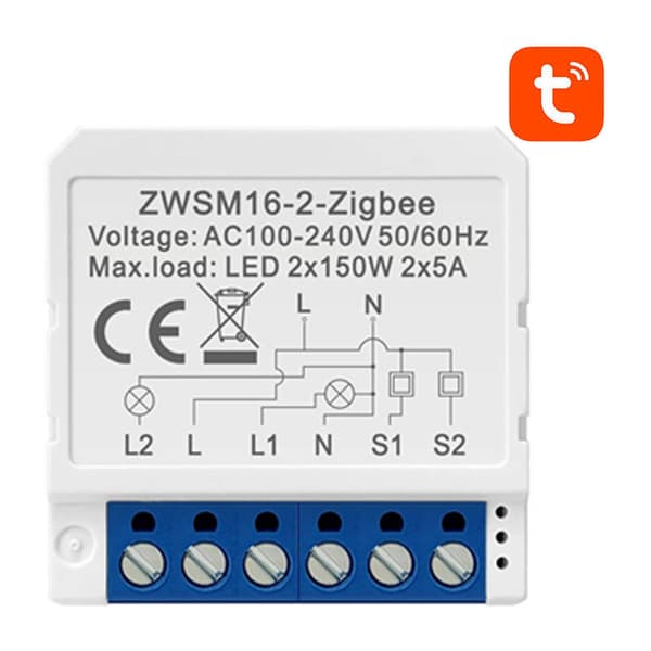 Älykäs kytkinmoduuli ZigBee Avatto ZWSM16-W2 TUYA