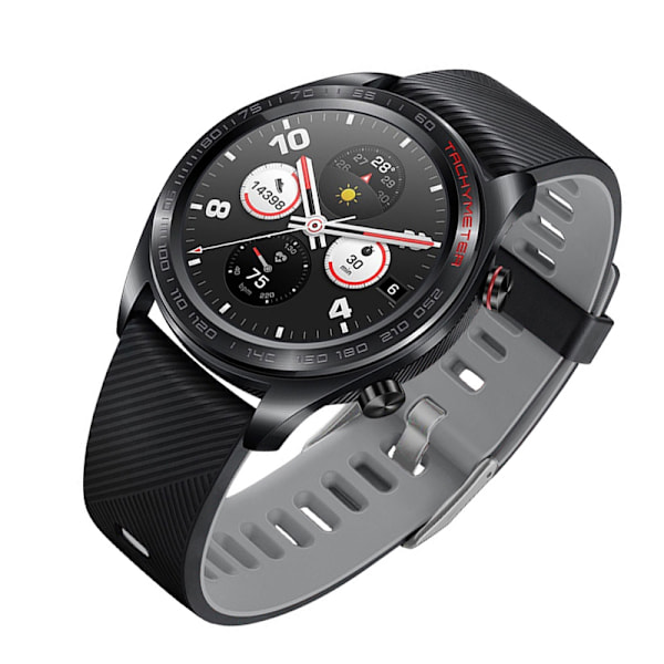 Musta ja harmaa silikoninen ranneke 22 mm - Honor Watch GT Magic