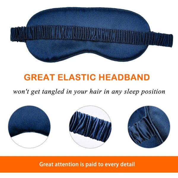 Sovemaske i kunstig silke med elastik Mørkeblå